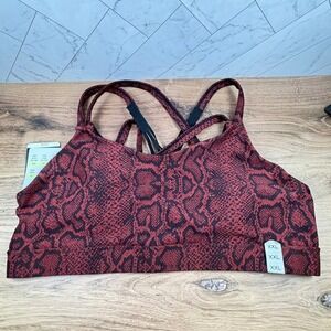 C9 Champion Women's Sports Bra Red Black Snake Print XXL Duo Dry Removable Cups